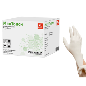 SurgiMac Latex Exam Gloves, White, MacTouch, 100/Box