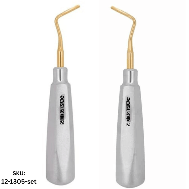 SurgiMac #302 & #303 Apical Elevator Set, Gold (TiN) Tips, Stainless Steel, Air Series, 2/Pk | SurgiMac Dental Supply