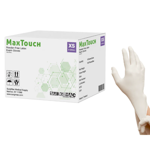 SurgiMac Latex Exam Gloves, White, MacTouch, 100/Box