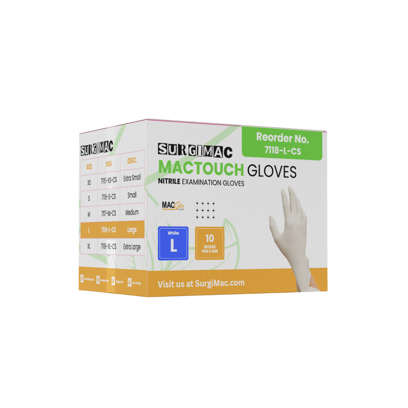 SurgiMac Latex Exam Gloves, White, MacTouch