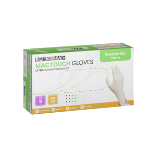 SurgiMac Latex Exam Gloves, White, MacTouch