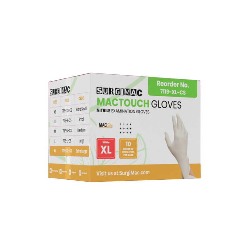 SurgiMac Latex Exam Gloves, White, MacTouch