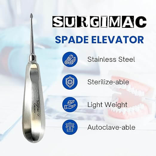 Dental Elevator #60, Spade Root Extracting Elevator with Concave Tip, Stainless Steel 12-1901s