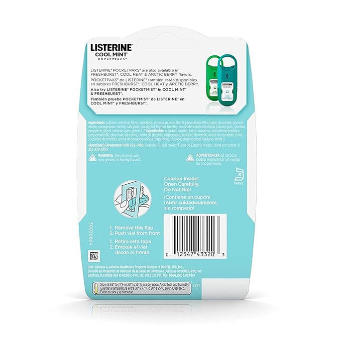 LISTERINE POCKETPAKS® Strips, Cool Mint, 24/pk, 6 pk/cs | SurgiMac Dental Supply