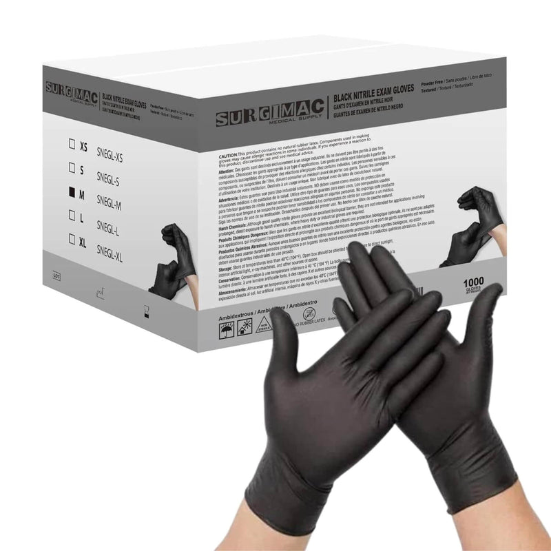 Nitrile Exam Gloves MacSoft by SurgiMac | Black | Chemo Tested | 100 Count 8117-M-CS