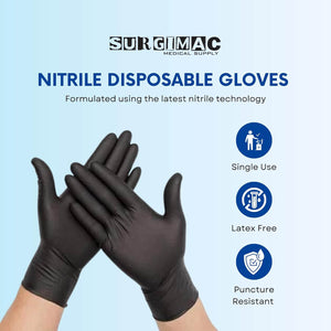 Nitrile Exam Gloves MacSoft by SurgiMac | Black | Chemo Tested | 100 Count 8115-XS