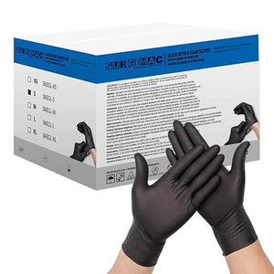 Nitrile Exam Gloves MacSoft by SurgiMac | Black | Chemo Tested | 100 Count 8115-XS-CS