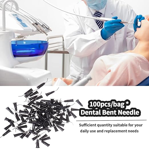 Pre-Bent Applicator Needle Tips, Black 19 gauge, bag of 100 Tips Q-1229