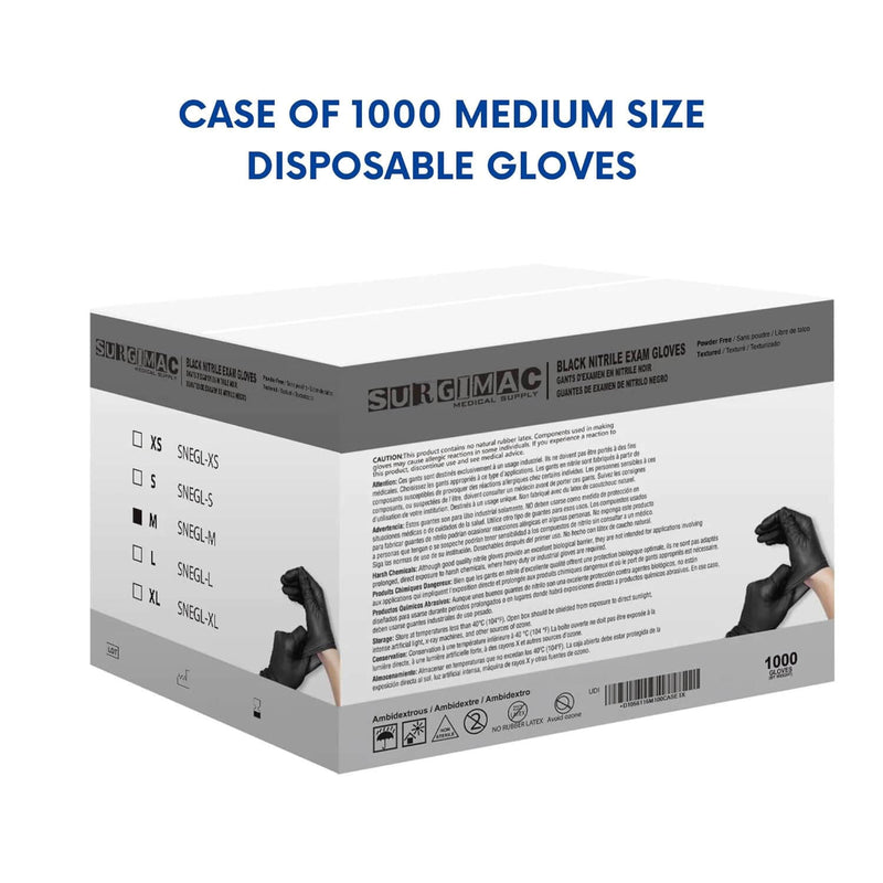 Nitrile Exam Gloves MacSoft by SurgiMac | Black | Chemo Tested | 100 Count 8115-XS