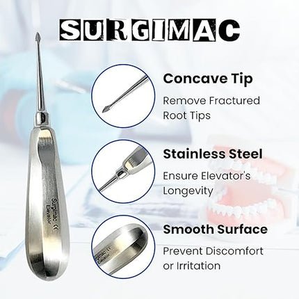 Dental Elevator #60, Spade Root Extracting Elevator with Concave Tip, Stainless Steel