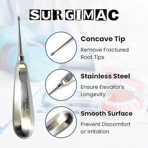 Dental Elevator #60, Spade Root Extracting Elevator with Concave Tip, Stainless Steel 12-1901s