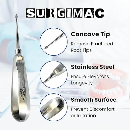 Dental Elevator #60, Spade Root Extracting Elevator with Concave Tip, Stainless Steel 12-1901s