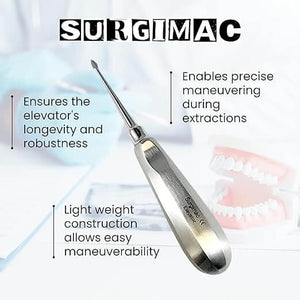 Dental Elevator #60, Spade Root Extracting Elevator with Concave Tip, Stainless Steel 12-1901s