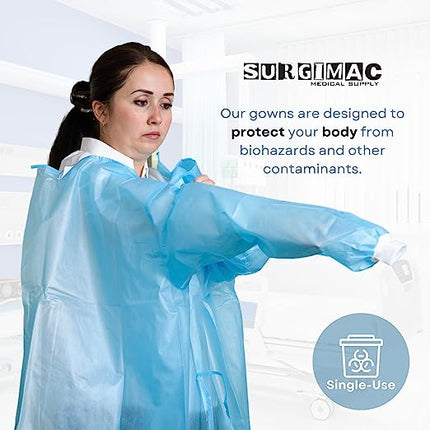 SurgiMac | Disposable Isolation Gowns - One Size Fits - Fluid Resistant | 10-1551