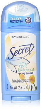 Secret Invisible Solid Deodorant, Spring Breeze, 2.6 oz, 12/cs