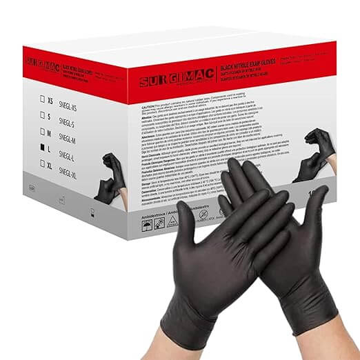Nitrile Exam Gloves MacSoft by SurgiMac | Black | Chemo Tested | 100 Count 8118-L-CS