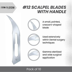 Surgical Scalpel Blade, Plastic Handle, ProCut, Sterile, Stainless Steel, Box of 10 10-4110-P