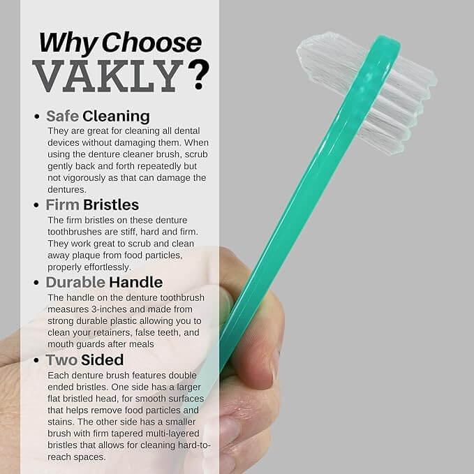 Denture Brush 2-Sided Bristle Green 16-TBDEN