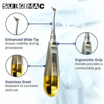 SurgiMac #45 Cryer Elevator, Right, Small, Gold Tips, Stainless Steel, Air Series, 1/pk | SurgiMac Dental Supply