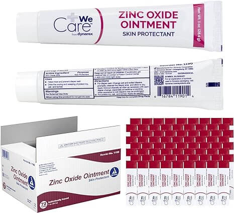 Dynarex Zinc Oxide Ointment, Protective Skin Barrier Ointment, Soothes, Prevents, and Relieves Diaper Rash, Chaffed Skin, and Irritation, White, 72 – 1 oz. Tubes of Ointment | SurgiMac Dental Supply