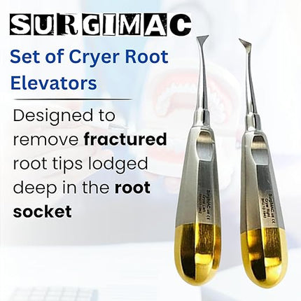 Cryer #44 and #45 Root Elevators, Set of Left & Right with Smooth by SurgiMac
