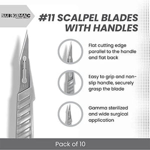 Surgical Scalpel Blade, Plastic Handle, ProCut, Sterile, Stainless Steel, Box of 10 10-4110-P