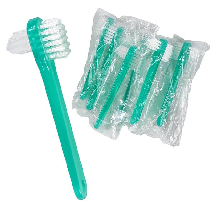 Denture Brush 2-Sided Bristle Green 16-TBDEN