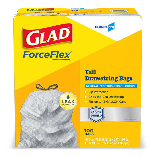 Glad Tall Kitchen Drawstring Plastic Trash Bags - White, 150 ct./13 gal