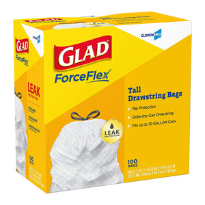 Glad Tall Kitchen Drawstring Plastic Trash Bags - White, 150 ct./13 gal 70427