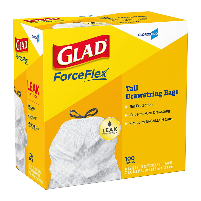 Glad Tall Kitchen Drawstring Plastic Trash Bags - White, 150 ct./13 gal 70427