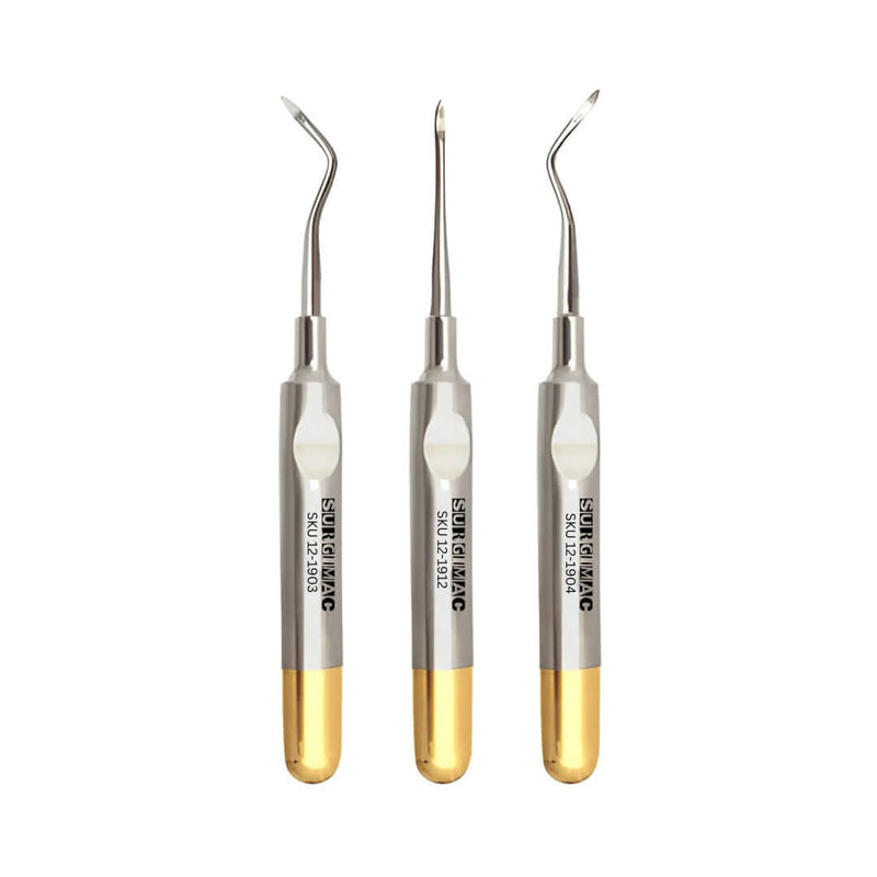 SurgiMac Root Tip Pick Elevators, Set of 3, Easy Grip Handle, Stainless Steel, Pro Series, 3/Pk | SurgiMac Dental Supply