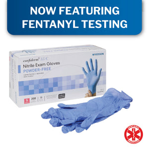 Exam Glove McKesson Confiderm 3.5C Small 200 per Box NonSterile Nitrile Standard Cuff Length Textured Fingertips Blue Chemo Tested