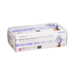 Exam Glove McKesson Confiderm 3.5C Small 200 per Box NonSterile Nitrile Standard Cuff Length Textured Fingertips Blue Chemo Tested