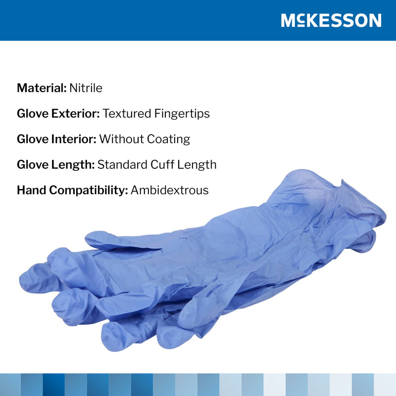 Exam Glove McKesson Confiderm 3.5C Small 200 per Box NonSterile Nitrile Standard Cuff Length Textured Fingertips Blue Chemo Tested