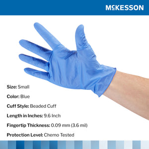 Exam Glove McKesson Confiderm 3.5C Small 200 per Box NonSterile Nitrile Standard Cuff Length Textured Fingertips Blue Chemo Tested