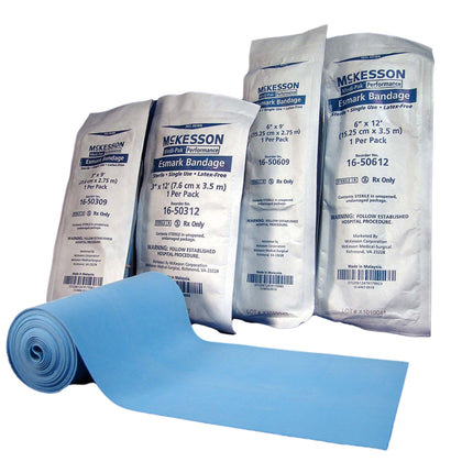 Esmark Compression Bandage McKesson 4 Inch X 3 Yard No Closure Blue Sterile High Compression