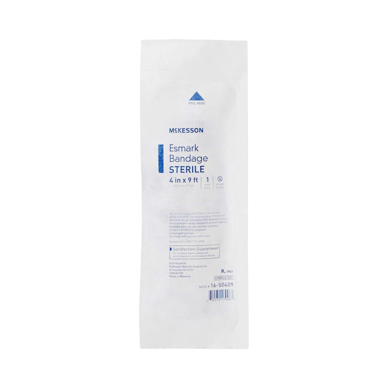 Esmark Compression Bandage McKesson 4 Inch X 3 Yard No Closure Blue Sterile High Compression | SurgiMac Dental Supply