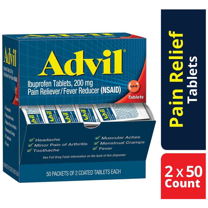 Pain Relief Advil® 200 mg Strength Ibuprofen Tablet 50 per Box | SurgiMac Dental Supply