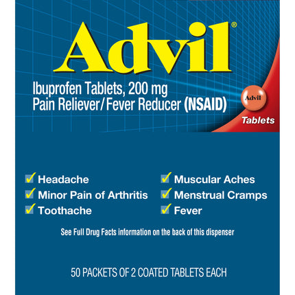 Pain Relief Advil® 200 mg Strength Ibuprofen Tablet 50 per Box