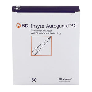 BD Peripheral IV Catheter Insyte Autoguard BC 20 Gauge 1 Inch Button Retracting Safety Needle 382533