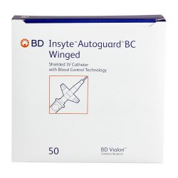 Peripheral IV Catheter Insyte™ Autoguard™ BC 22 Gauge 1 Inch BD Vialon Winged Hub Blood Control Push Button Safety