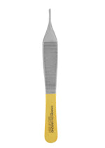 SurgiMac 4.75" Adson Tissue Pliers with 1 x 2 Teeth, Gold Handle, Stainless Steel, Air Series, 1/Pk | SurgiMac Dental Supply
