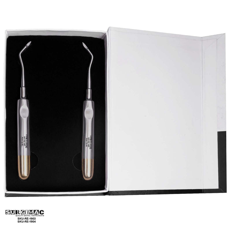 SurgiMac #79 & #80 Heidbrink Root Tip Picks, Set of Left and Right Extraction Elevators, Gold, Surgical Instruments, Stainless Steel, Pro Series, 2/Pk | SurgiMac Dental Supply