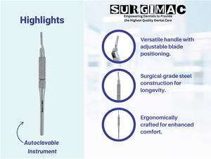 SurgiMac Movable Adjustable Scalpel Blade Handle, Stainless Steel, Pro Series, 1/Pk | SurgiMac Dental Supply