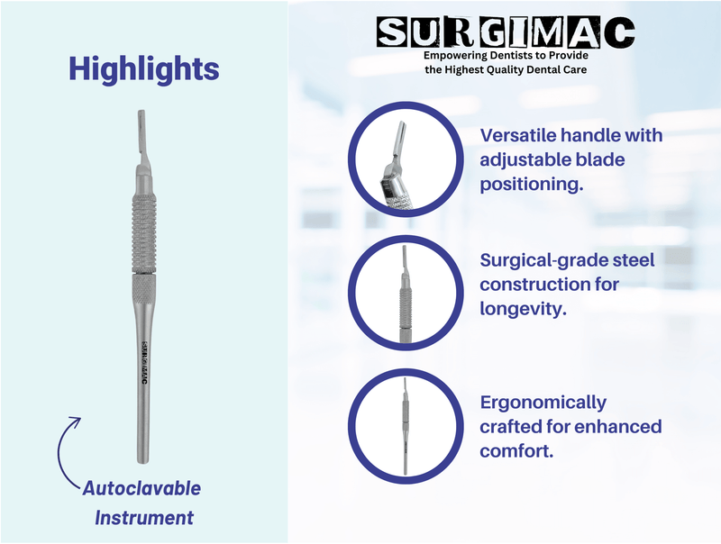 SurgiMac Movable Adjustable Scalpel Blade Handle, Stainless Steel, Pro Series, 1/Pk | SurgiMac Dental Supply