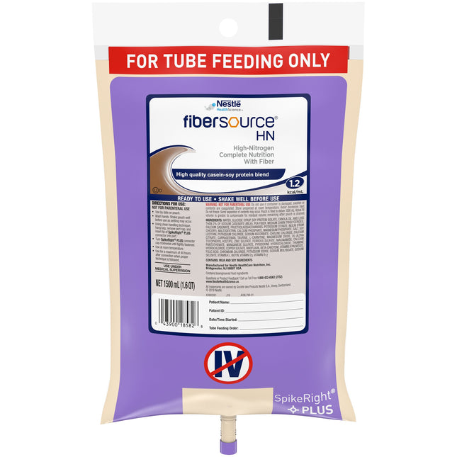 Nestle | Tube Feeding Formula Fibersource HN Unflavored Liquid 1500 mL | 10043900185832-1