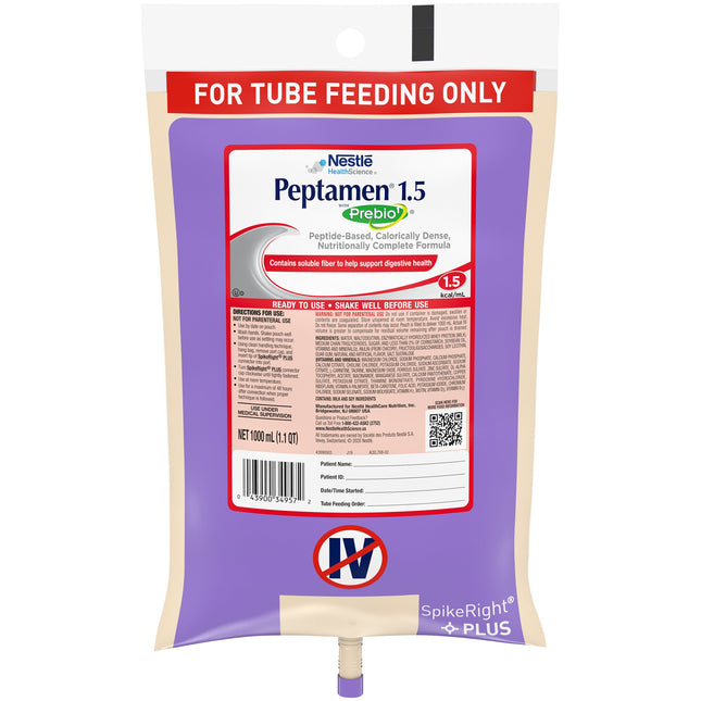 Nestle | Tube Feeding Formula Peptamen 1.5 With Prebio 1 Vanilla Flavor Liquid | 10043900349579