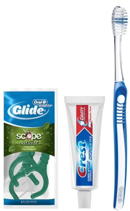 Crest Oral-B Basic Solutions Manual Bundle with Glide Floss Picks, 144/Case
