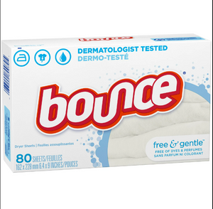 Bounce Dryer Sheets, Free & Gentle, 80/bx, 9bx/cs 3700034087