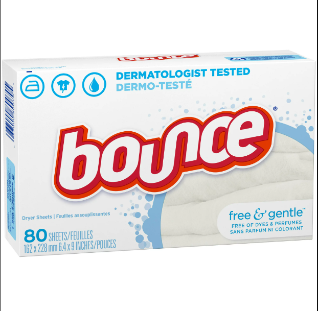 Bounce Dryer Sheets, Free & Gentle, 80/bx, 9bx/cs 3700034087